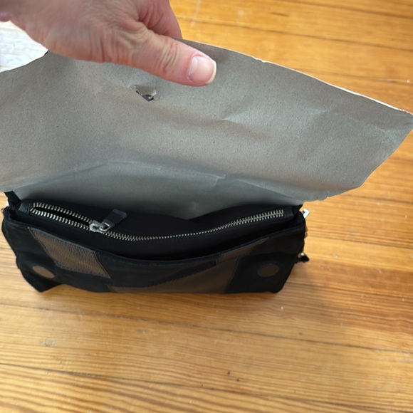 Zadig & Voltaire Black Suede & Pebbled Leather  Studded Rocky Patchwork Bag - Picture 10 of 16